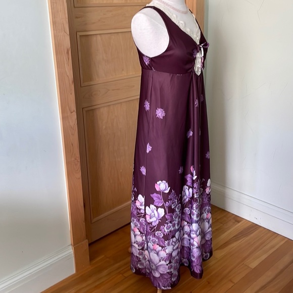 Vintage Giorgie Girl 70’s Long Purple Floral Boho Hippie Dress, Size M - Picture 6 of 16
